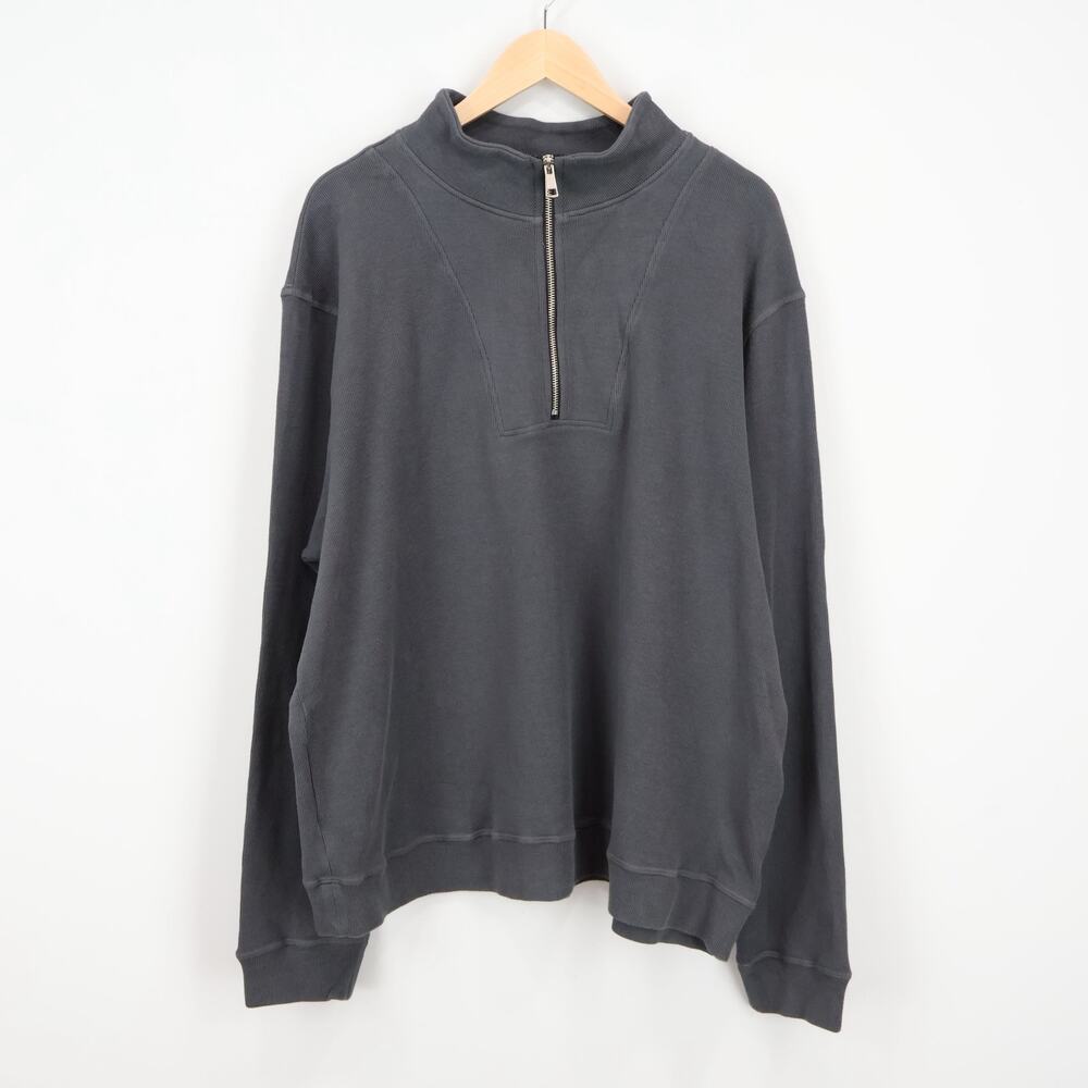 American Giant Men's French Rib Half Zip Sweatshirt Dark Charcoal 2XL NWOT